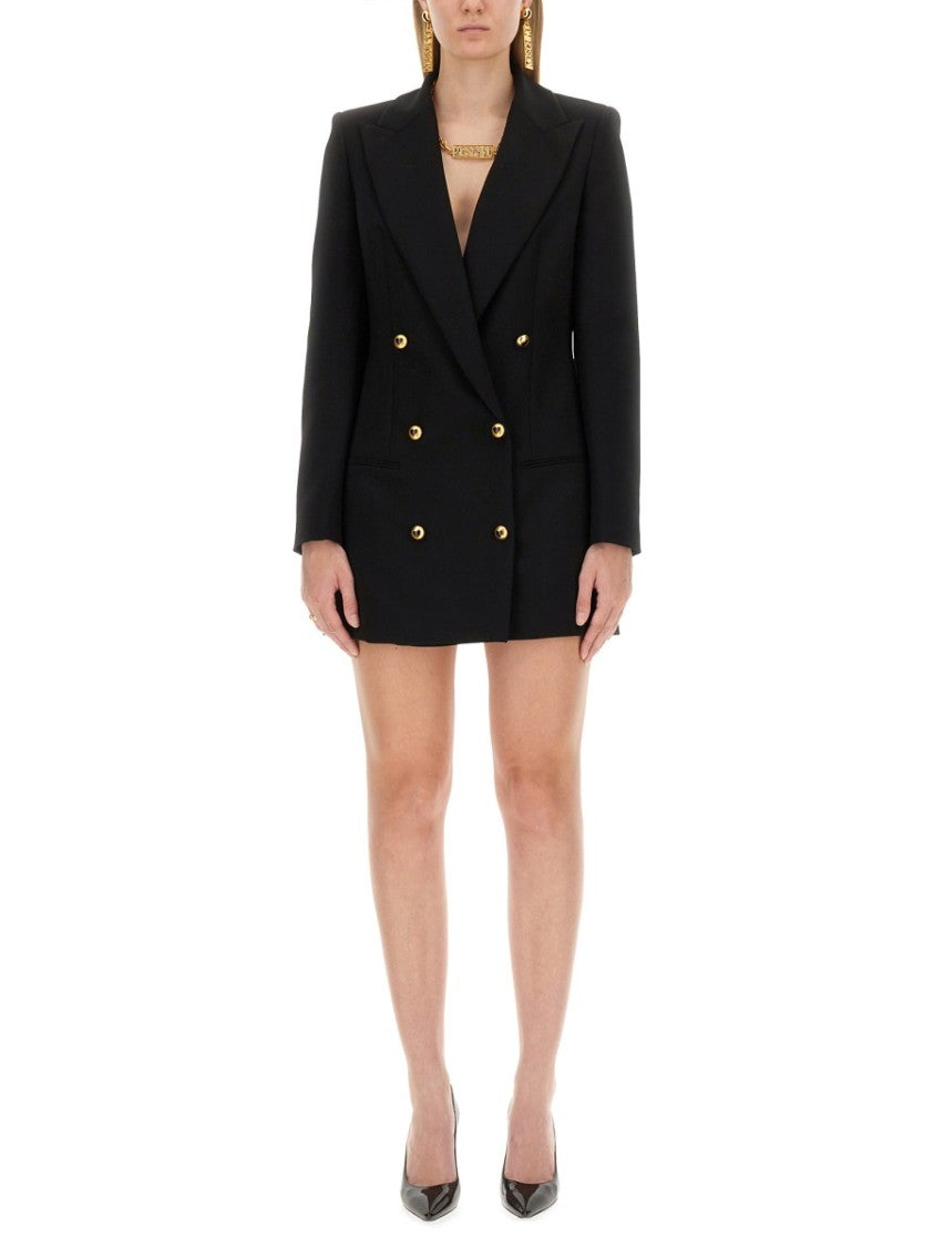 Moschino Tailored Black Jacket Dress With Gold-Tone Buttons