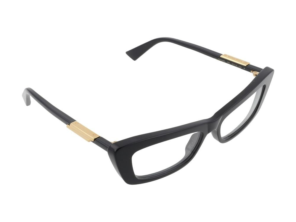 Bottega Veneta Black Gold Accent Bold Rectangular Eyeglasses