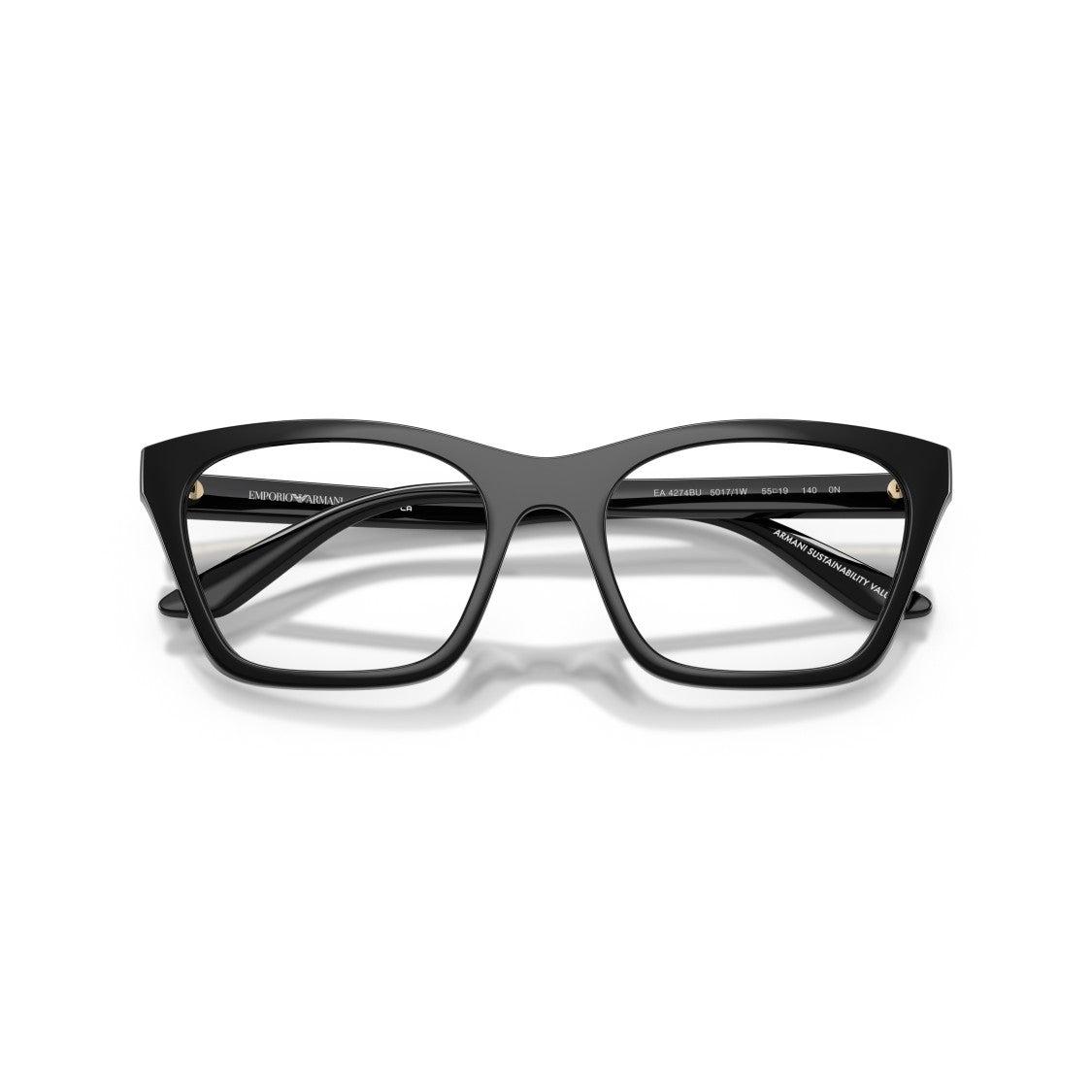 Emporio Armani Rectangular Eyeglasses With Glossy Black Frame