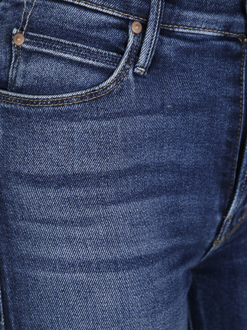 Mother Mid-Rise Flared Denim Jeans With Frayed Hem Detail