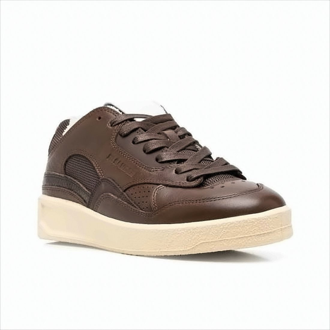 Jil Sander Low-Top Cowhide Leather Sneakers With Mesh Accents