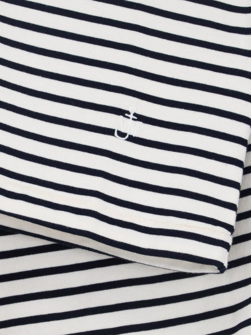 J. W. Anderson White Striped Knotted Sleeve Cotton T-Shirt