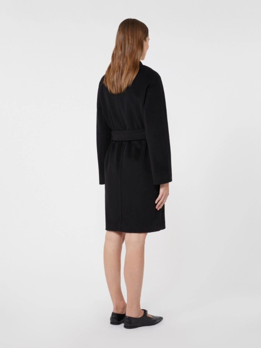 Max Mara Classic Tailored Black Virgin Wool Coat