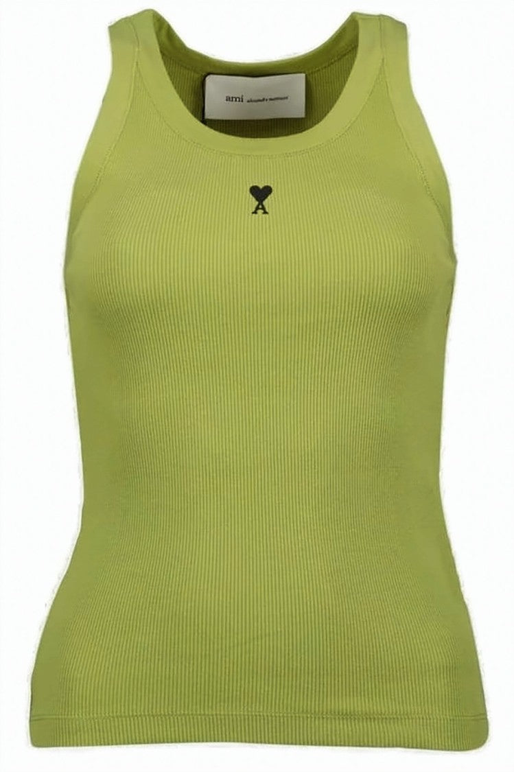 Ami Paris Ribbed Fitted Tank Top