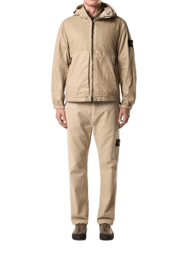 Stone Lightweight Nylon Jacket With Fixed Hood