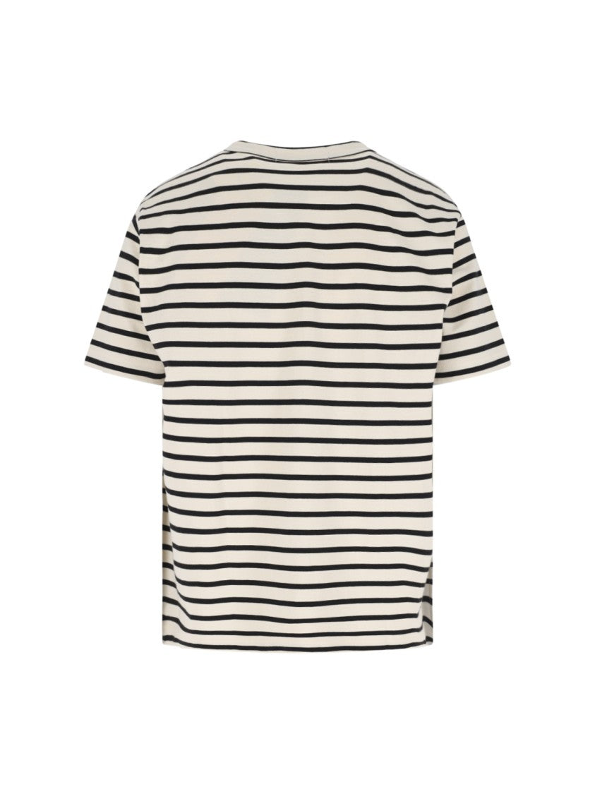 Junya Watanabe Cream Horizontal Stripe Cotton T-Shirt