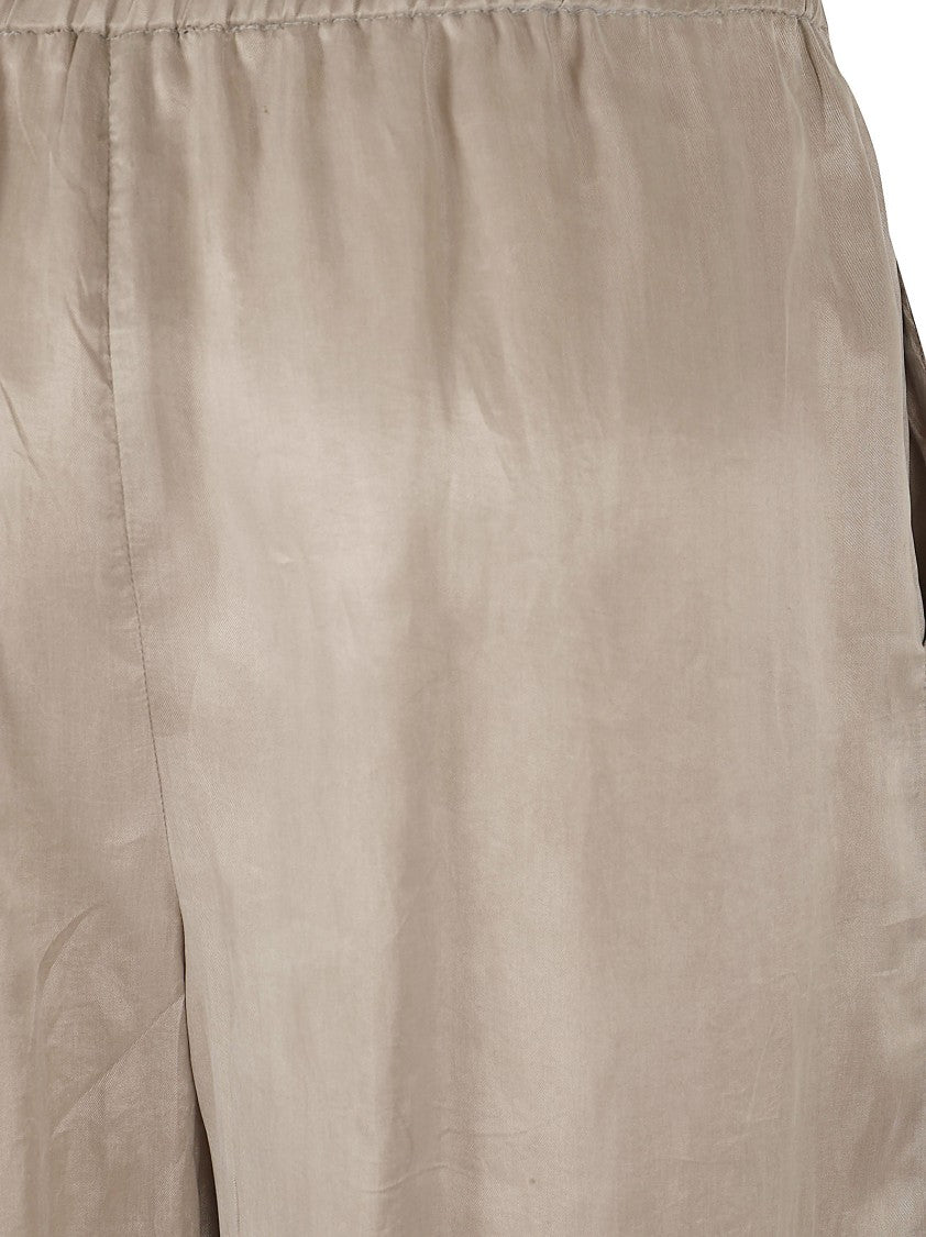 Emporio Armani Beige Wide-Leg Trousers With Relaxed Fit And Elastic Waistband
