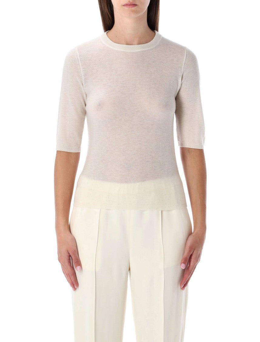 Fabiana Filippi Lightweight Short Sleeve Sweater Ivory