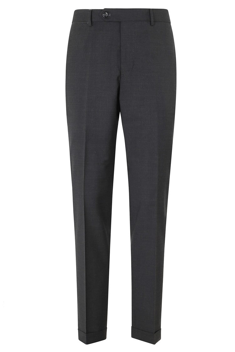 Berwich Dark Gray Yretro Darts Turn-Up Wool-Blend Trousers