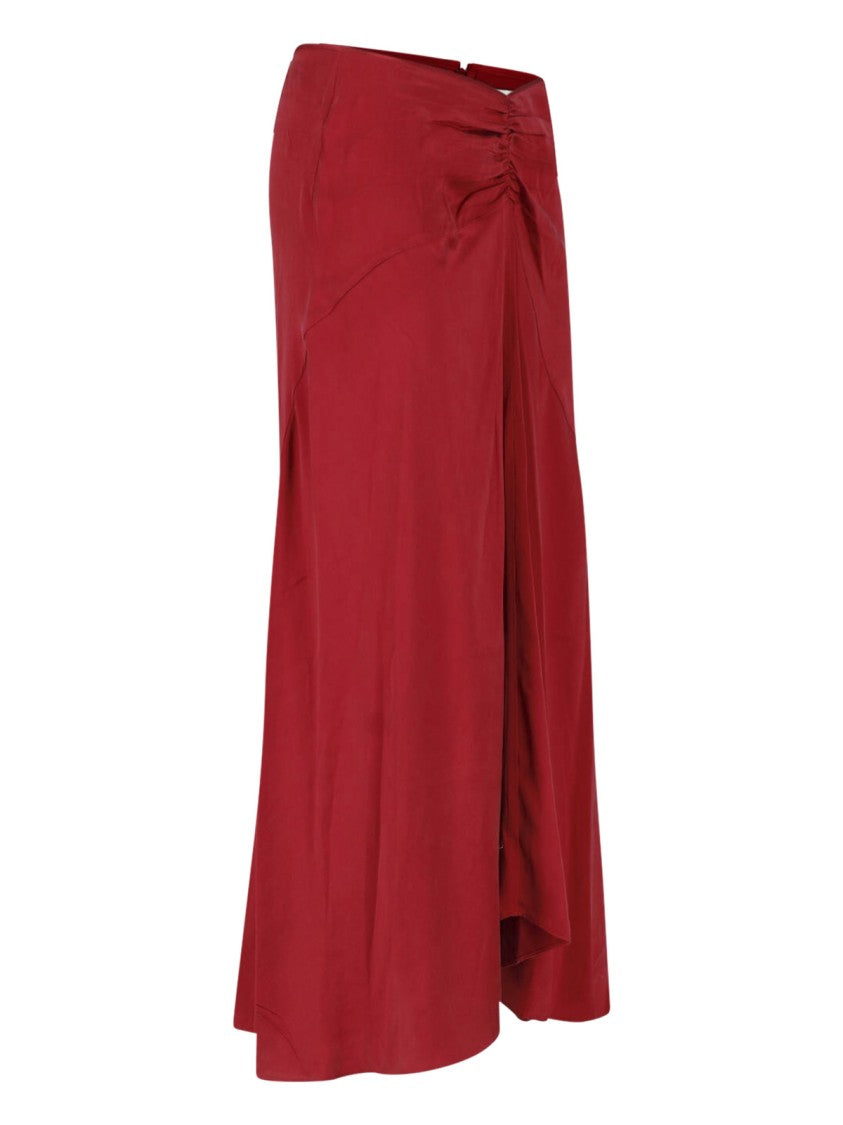Isabel Marant Silk Midi Skirt With Gathered Waist Design