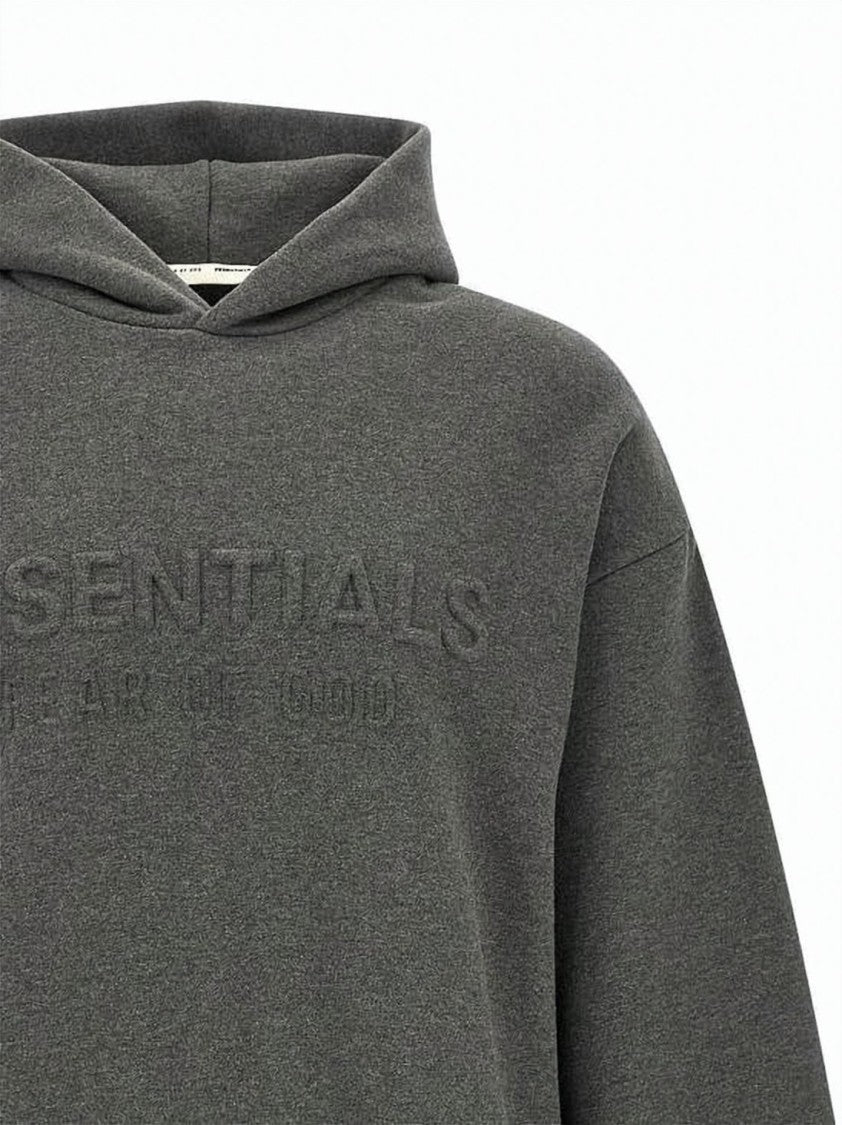 Fear Of God Relaxed Fit Cropped Hoodie With Tonal Embossed Logo