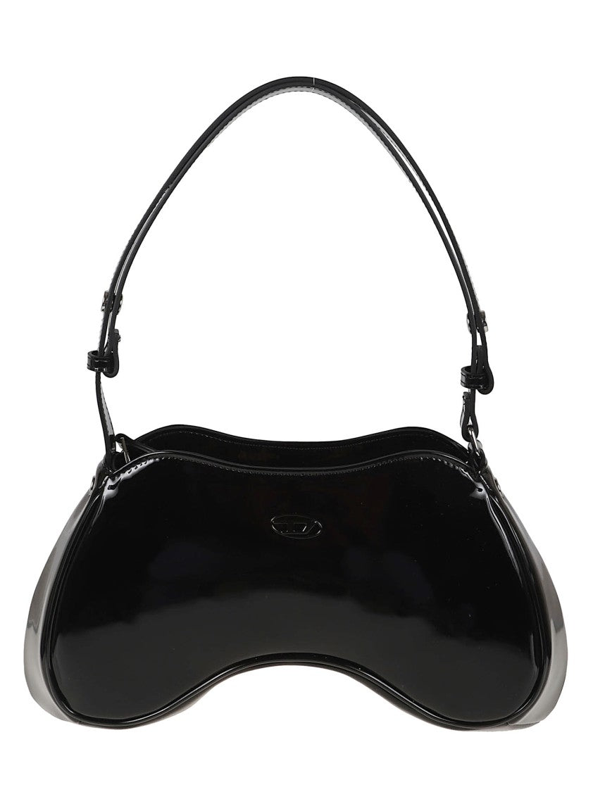 Diesel Curved Silhouette Black Polyurethane Shoulder Bag