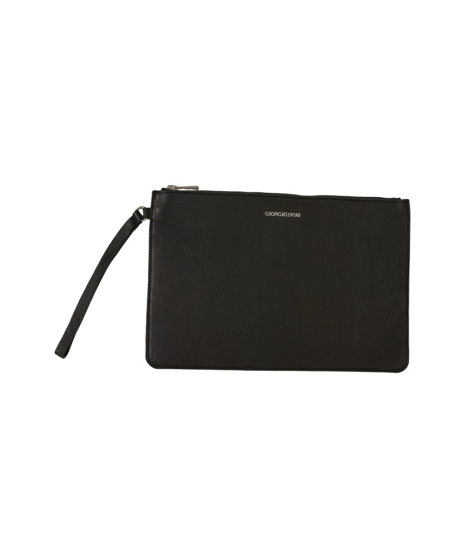 Giorgio Brato Refined Leather Pochette With Zippered Compartments