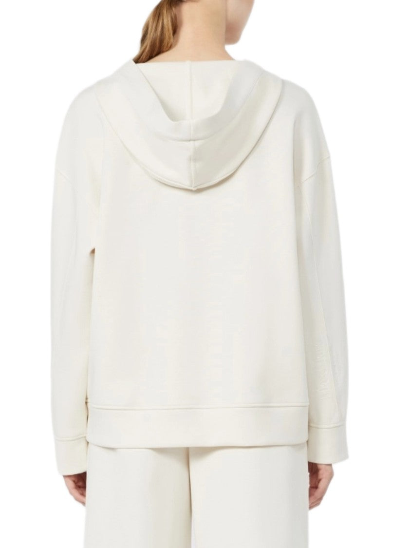 Max Mara Relaxed Fit V-Neck Sweatshirt With Hood And Ribbed Details