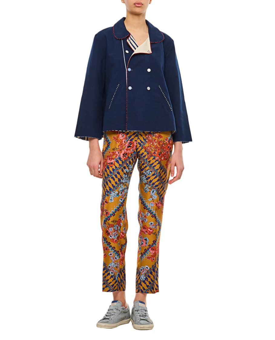 Alberto Biani Straight-Leg Trousers With Vibrant Multicolor Floral And Geometric Print