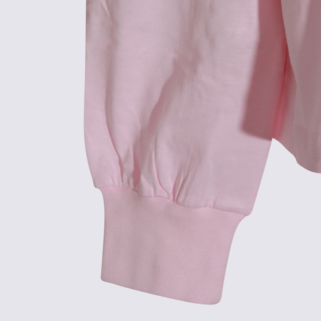 Ganni Relaxed Fit Pink Sweater With Graphic Print And Crew Neckline