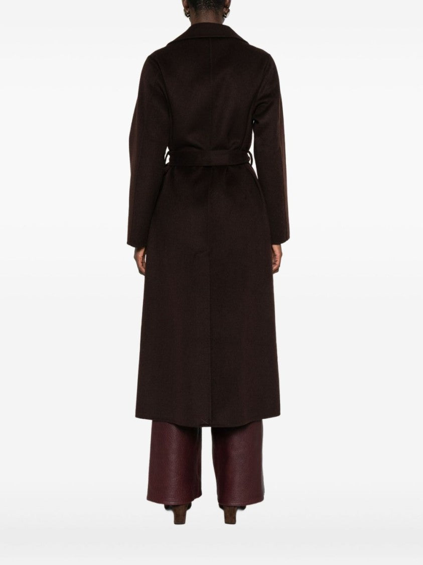 Yerse Long Double-Breasted Brown Wool-Blend Yerse Coat