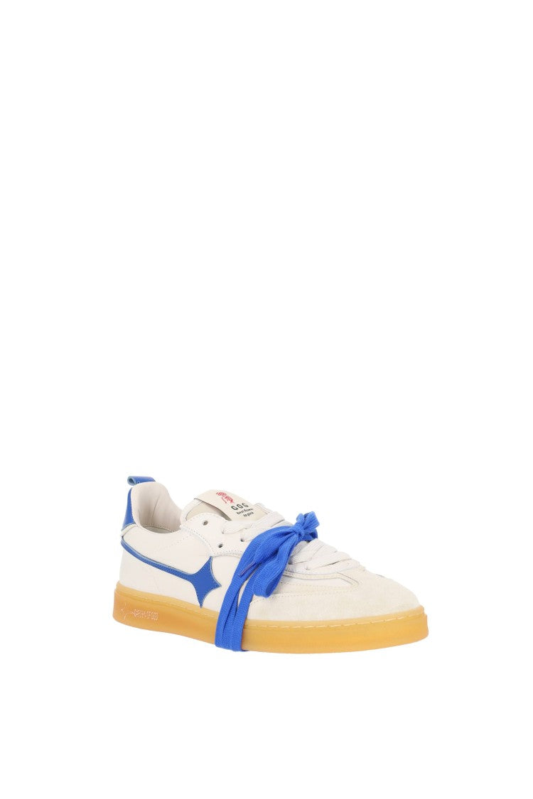 Garden Of God Earth Leather And Suede China Blue Detail Sneakers