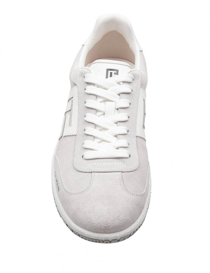 Balmain Swan Sneakers In White Suede