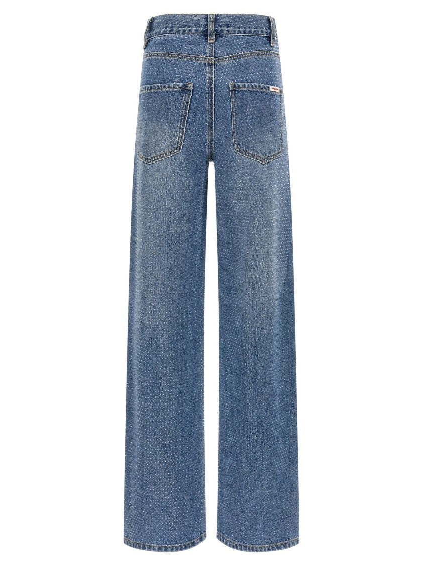 Self-Portrait 'Rhinestone Denim Straight Leg' Jeans