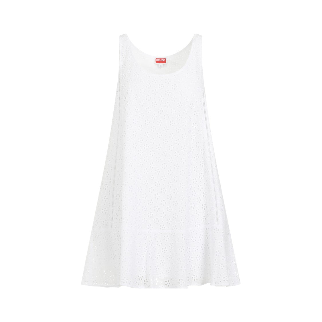 Kenzo Broderie Anglaise White Cotton Mini Dress