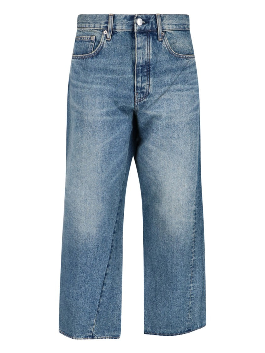 Sunflower Wide-Leg Blue Cotton Denim Jeans With Vintage Finish