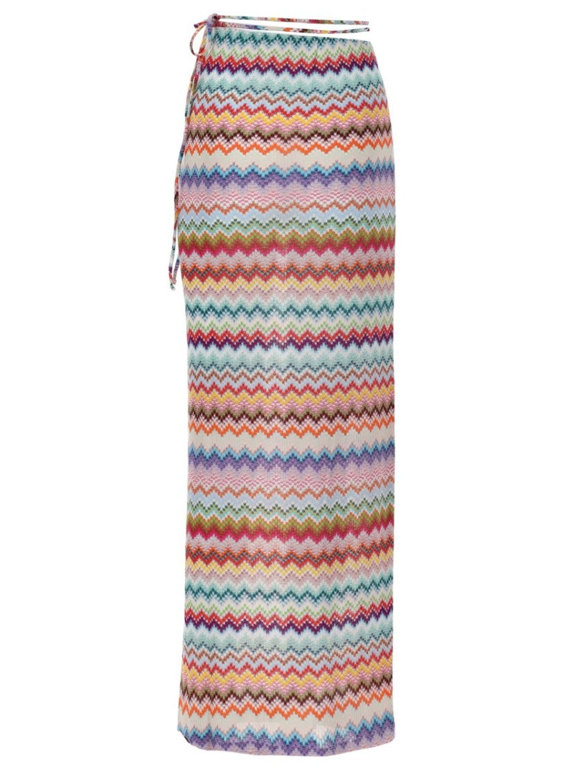 Missoni Multicolor Zigzag Wrap Style Viscose Maxi Skirt