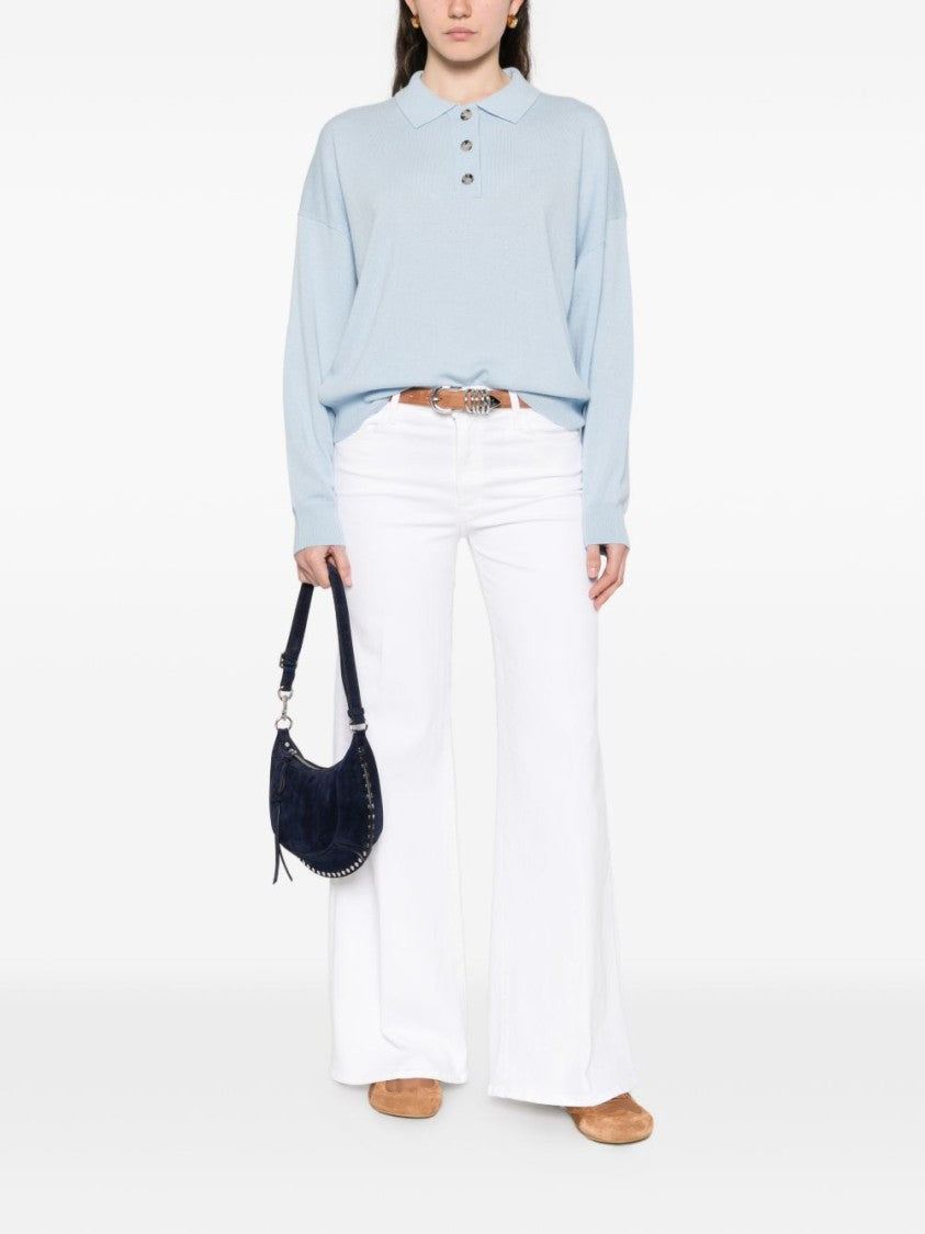 Mother High-Waisted Wide-Leg White Jeans With Classic Five-Pocket Design