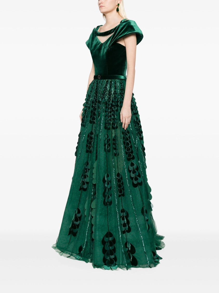 Saiid Kobeisy Beaded Tulle Skirt With Velvet Bodysuit