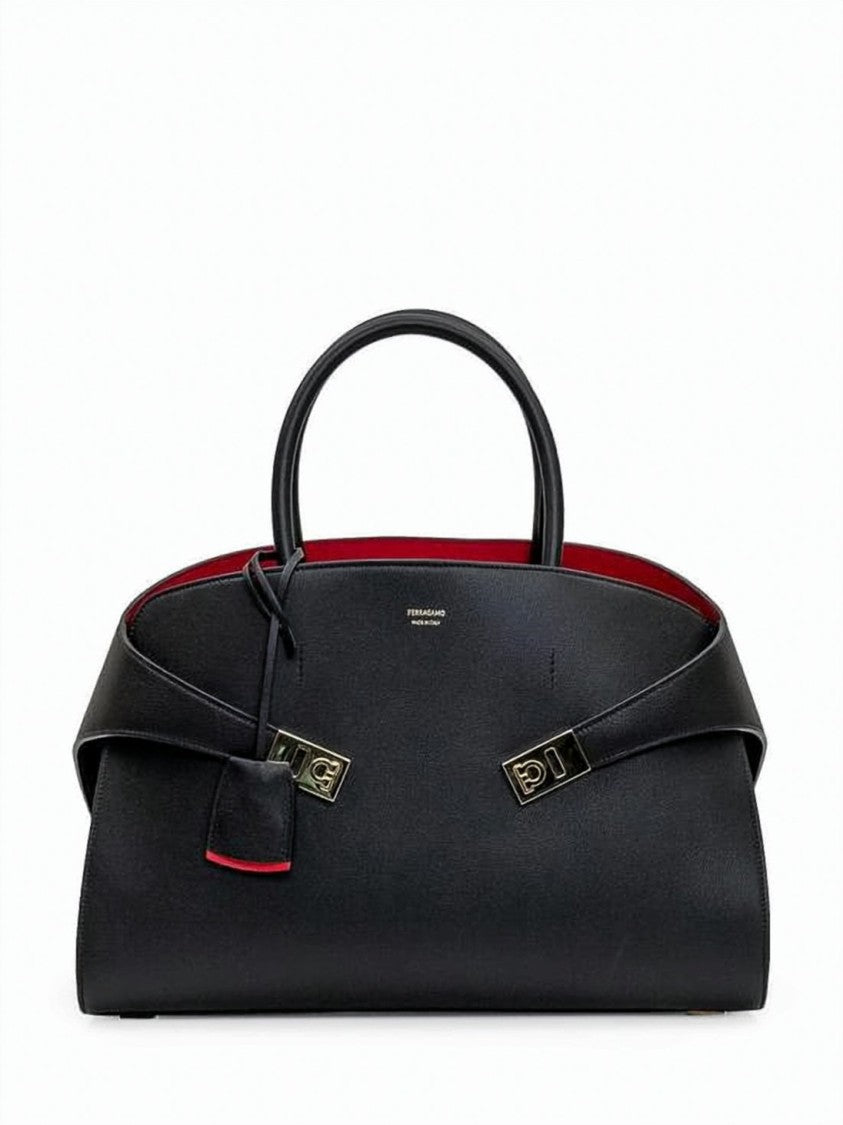 Salvatore Ferragamo Structured Calf Leather Shoulder Bag