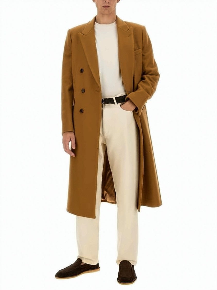 Lardini Double-Breasted Long Coat With Structured Silhouette And Wide Lapels