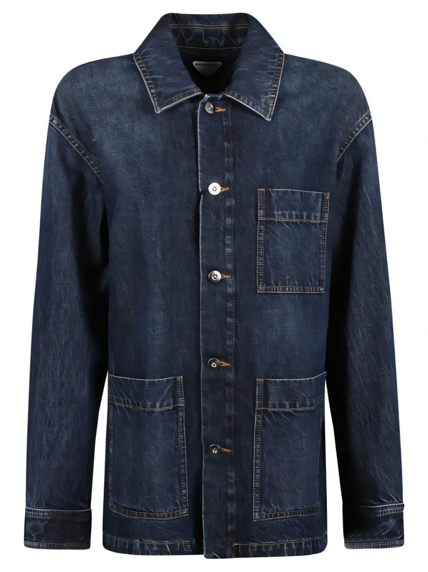 Bottega Veneta Denim Jacket With Button-Up Front And Textured Finish