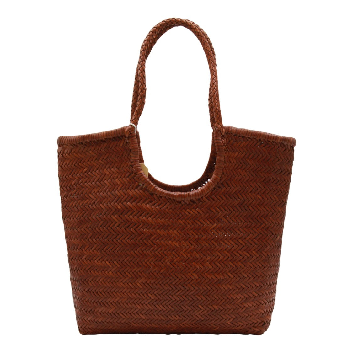 Dragon Diffusion Woven Brown Handbag With Braided Handle Design