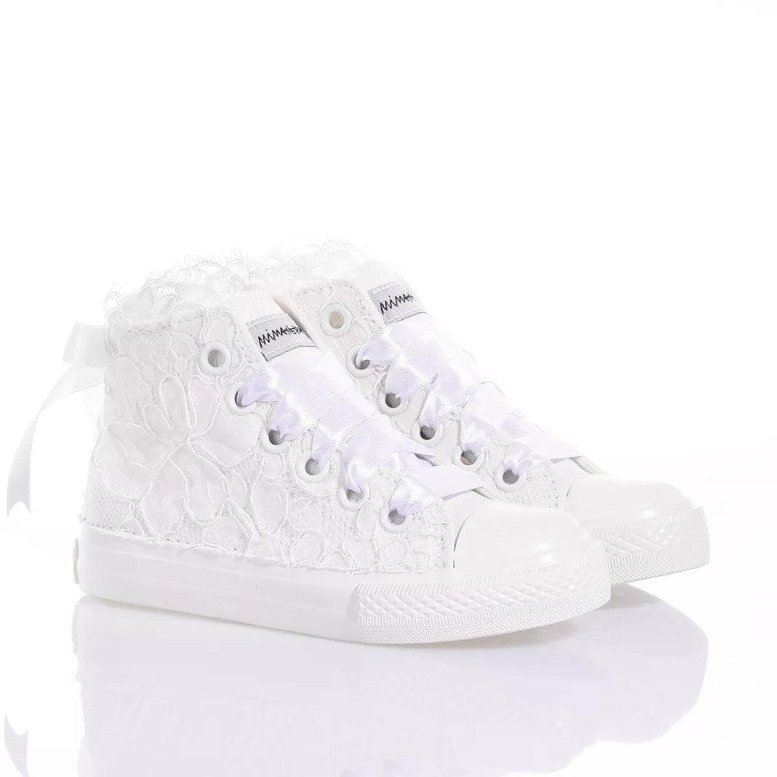 Mimanera High-Top Canvas Sneakers With Embroidered Lace