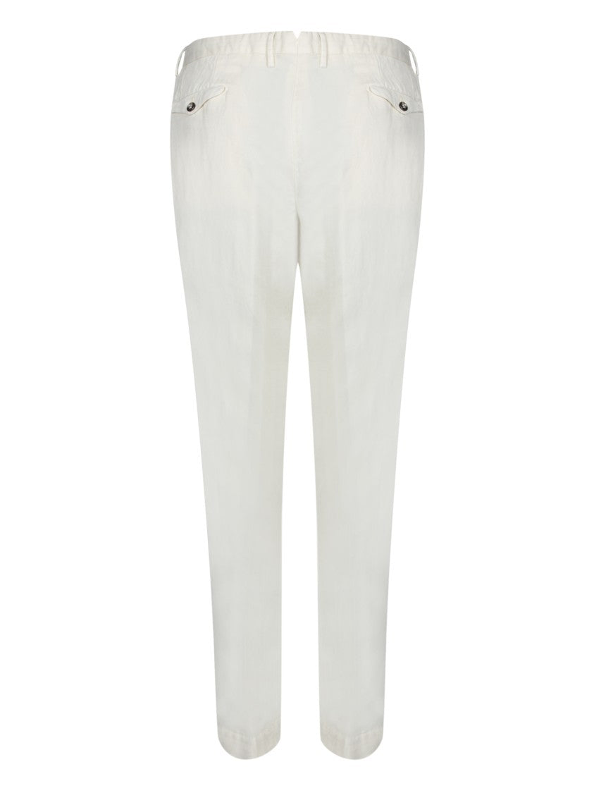 Dell'oglio Tailored White Trousers With Classic Waistband