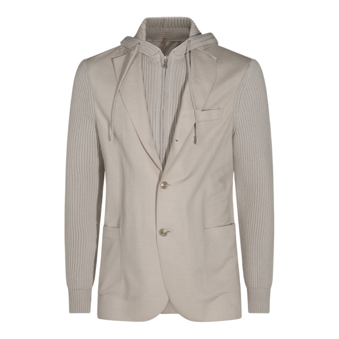 Eleventy Structured Knitted Hooded Hybrid Blazer