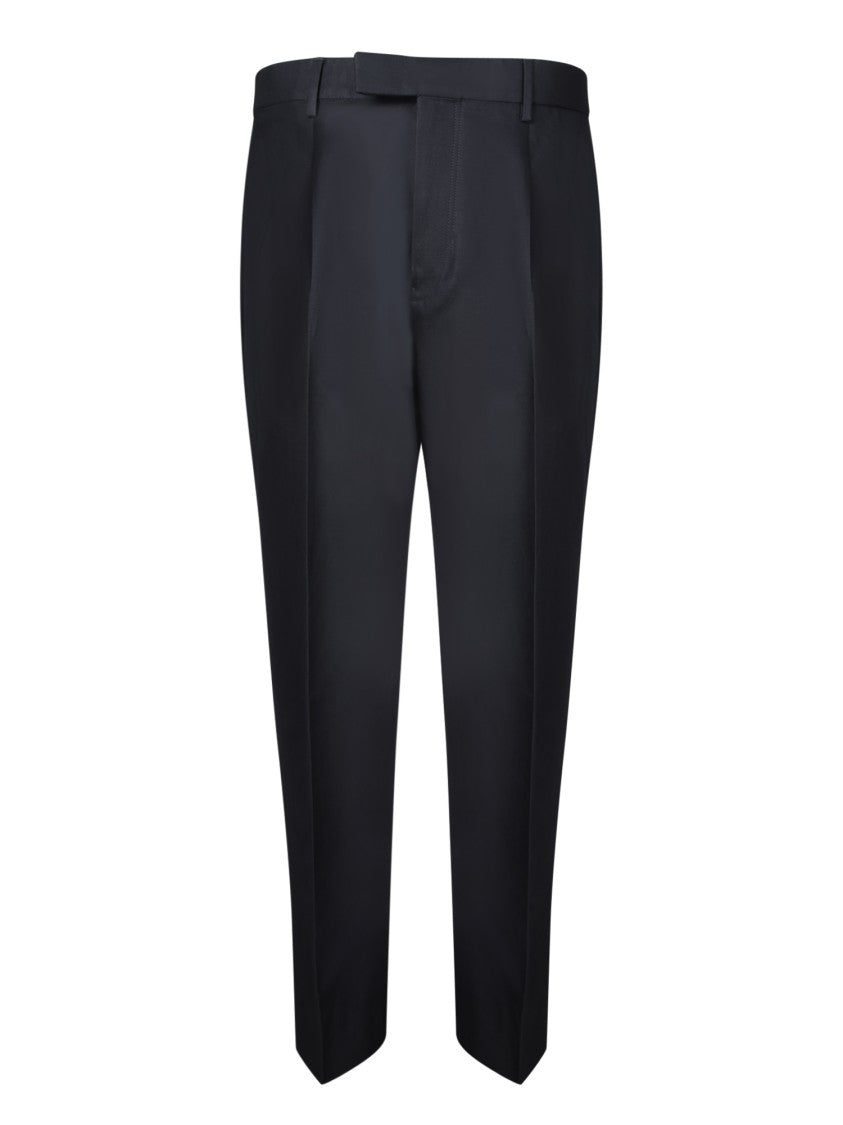 Zegna Blue Cotton-Linen Blend Trousers