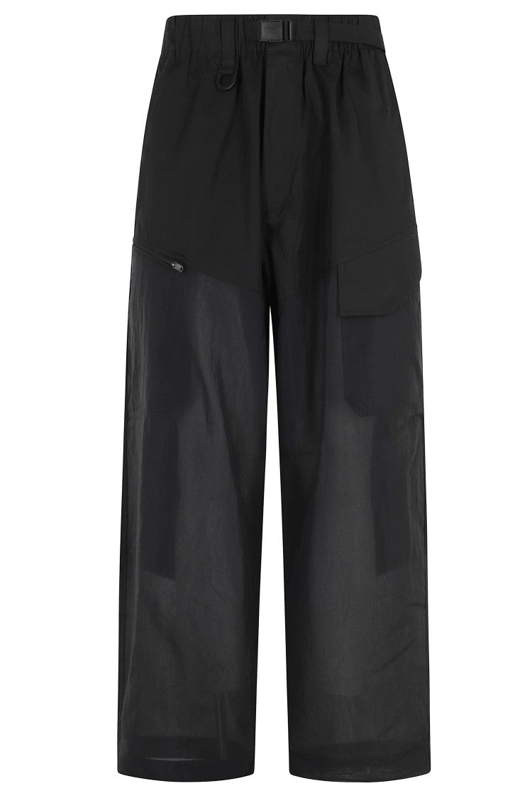 Y-3 Black Str Integrated-Pockets Adjustable-Waistband Cotton Pants