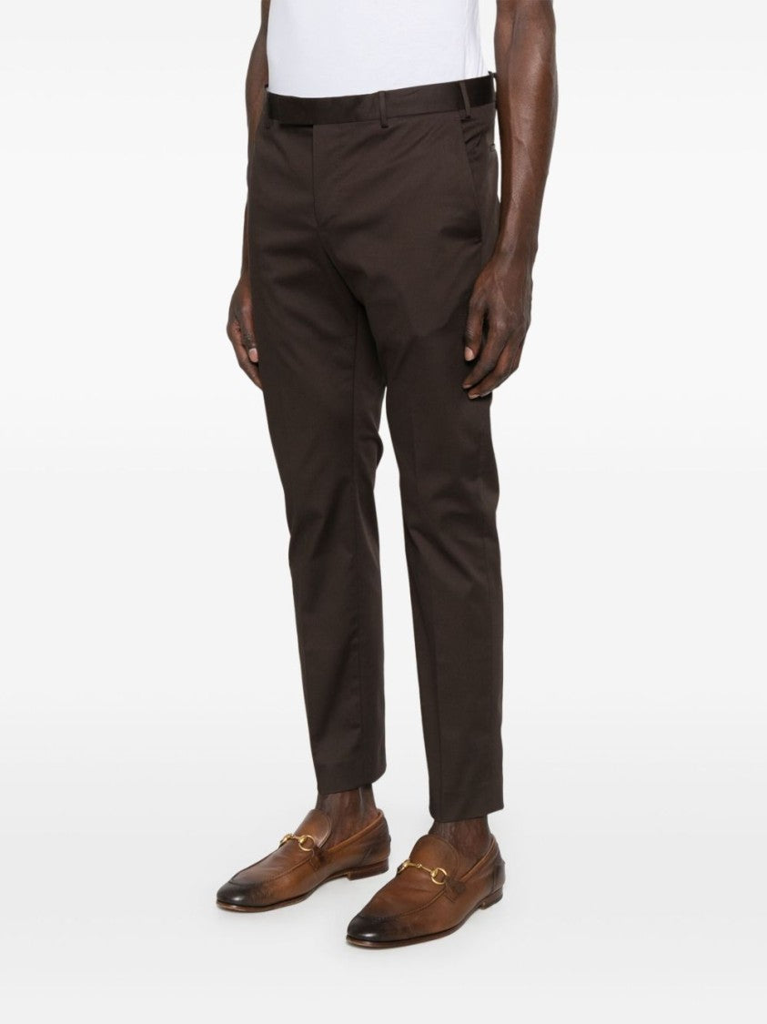 Pt Torino Cedar Brown Trousers With Concealed Fastening