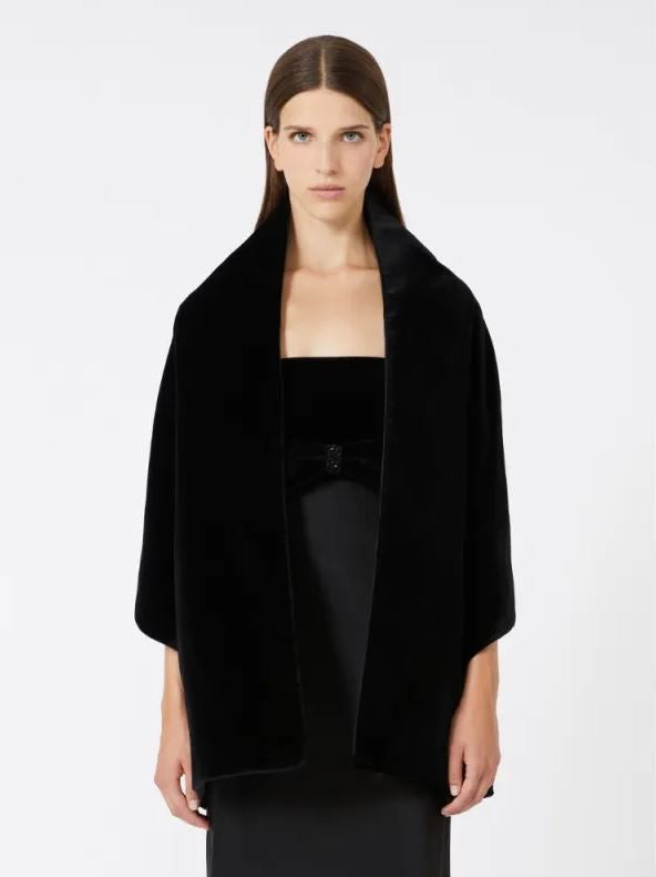 Max Mara Black Stole In Stretch Cotton Velvet