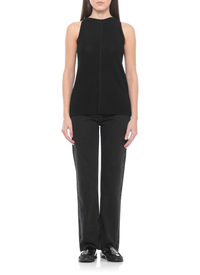 Loulou De Saison Black Ohana Viscose Tank Top