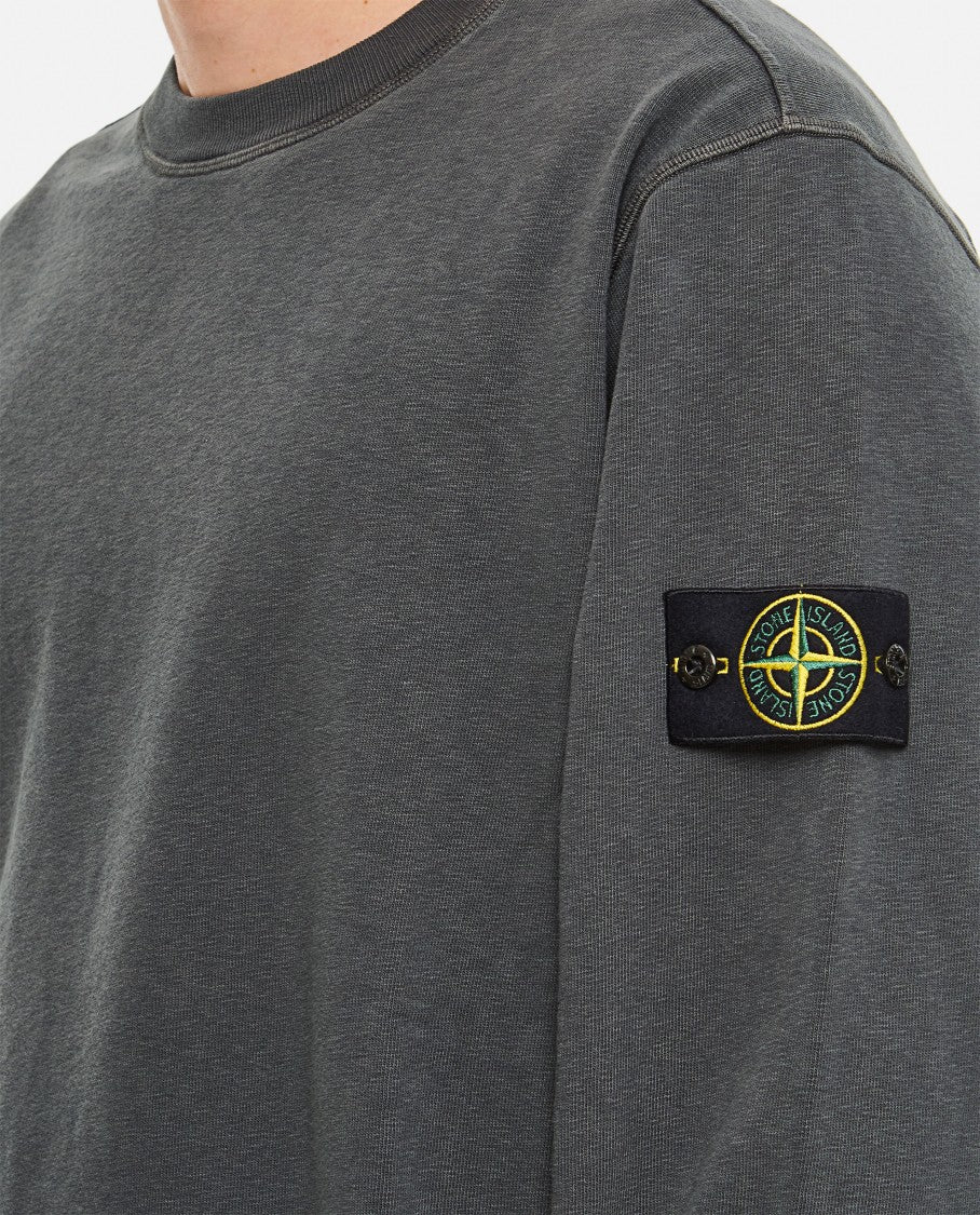 Stone Island Round-Neck Sweatshirt With Elastic Ribs And Logo Detail