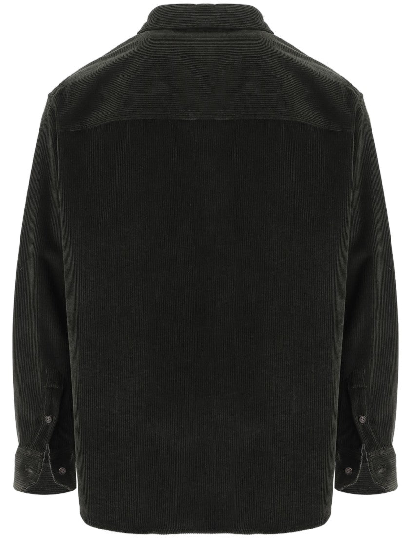Darkpark Ribbed Cotton Velvet Shirt With Classic Collar And Hidden Closure
