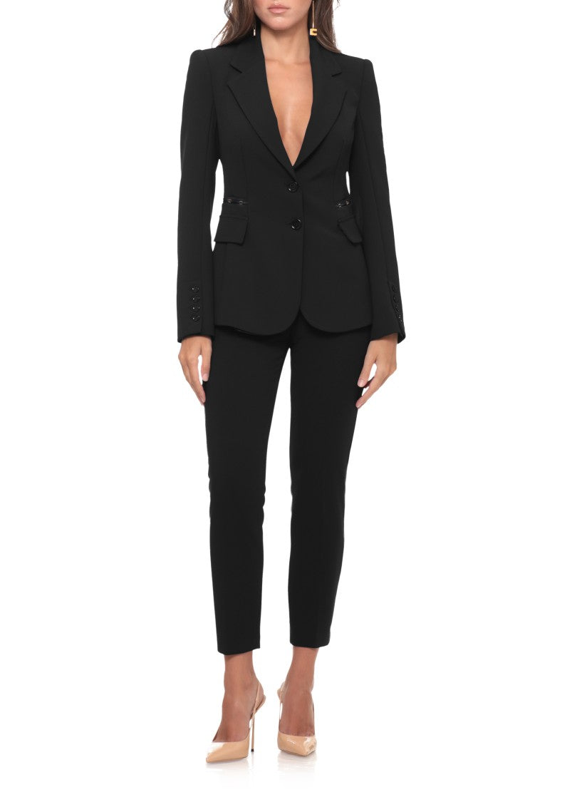 Elisabetta Franchi Cropped Slim-Fit Trousers With Decorative Waist Application