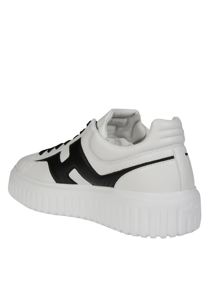 Hogan White Sneakers With Contrasting Black Accents