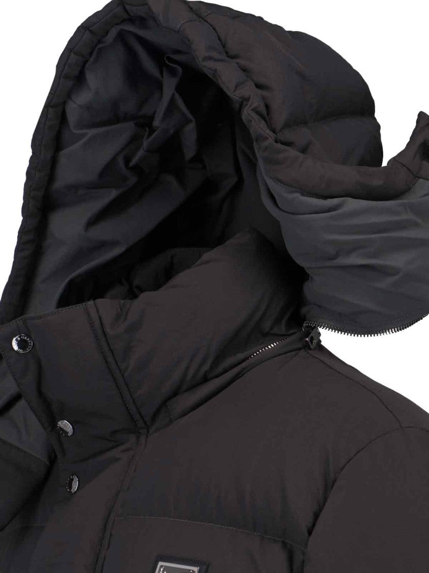 Dolce & Gabbana Quilted Black Puffer Jacket With High Collar