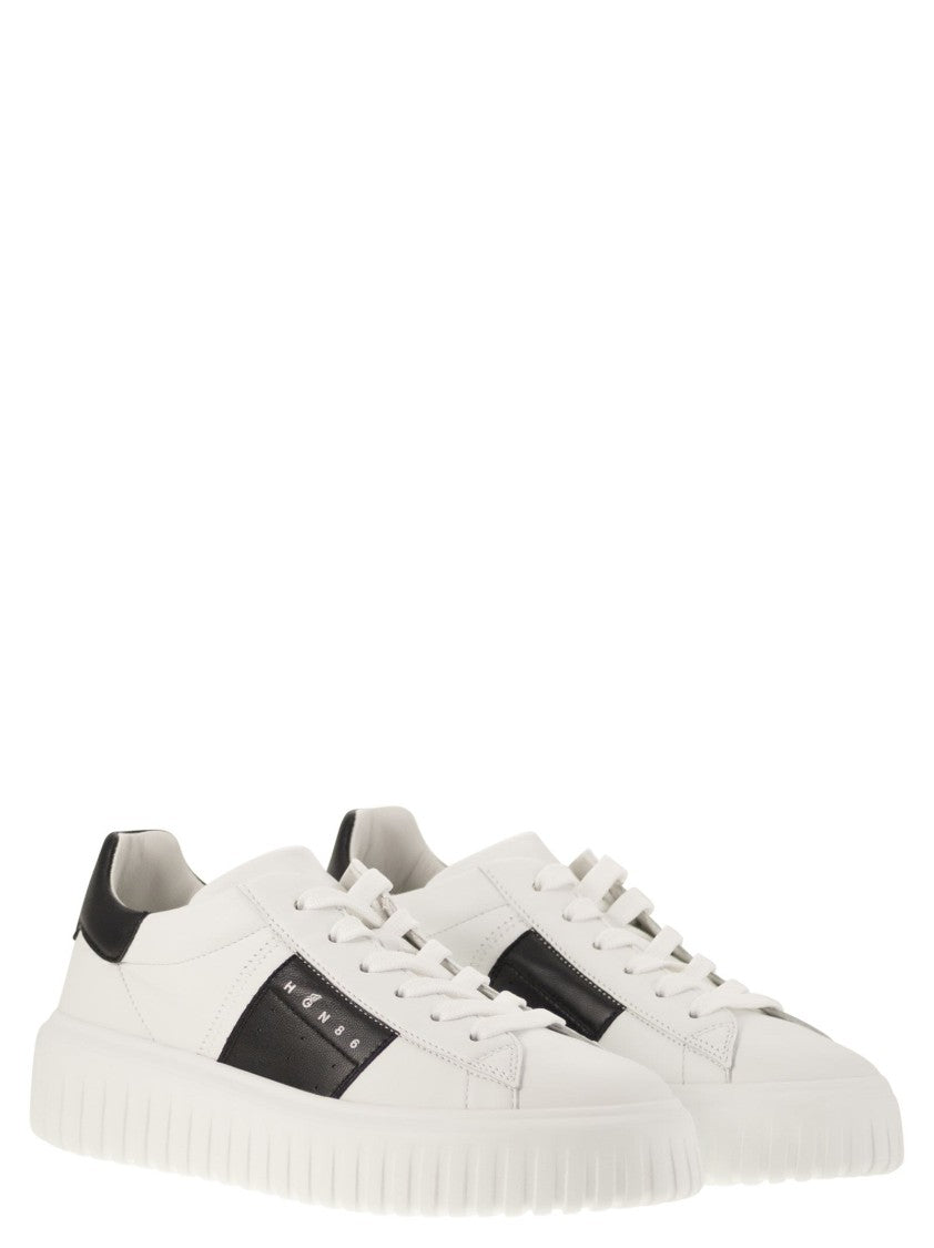 Hogan Sporty Nappa Leather Sneakers With Vertical Stripes
