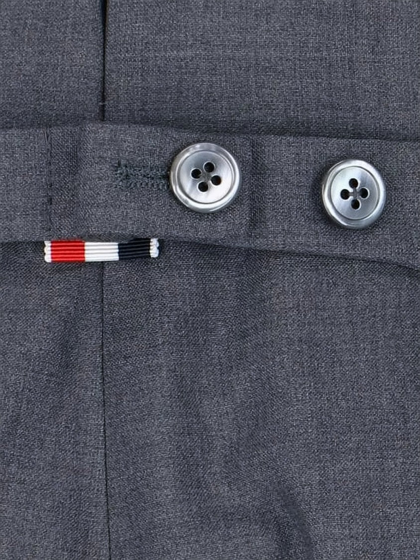 Thom Browne Tailored Grey Wool Suit Pants With Signature Stripe