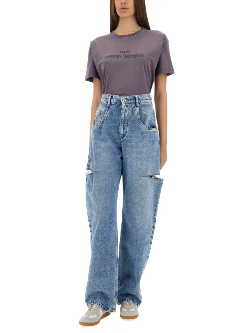 Maison Margiela High-Waisted Denim Cut-Out Jeans