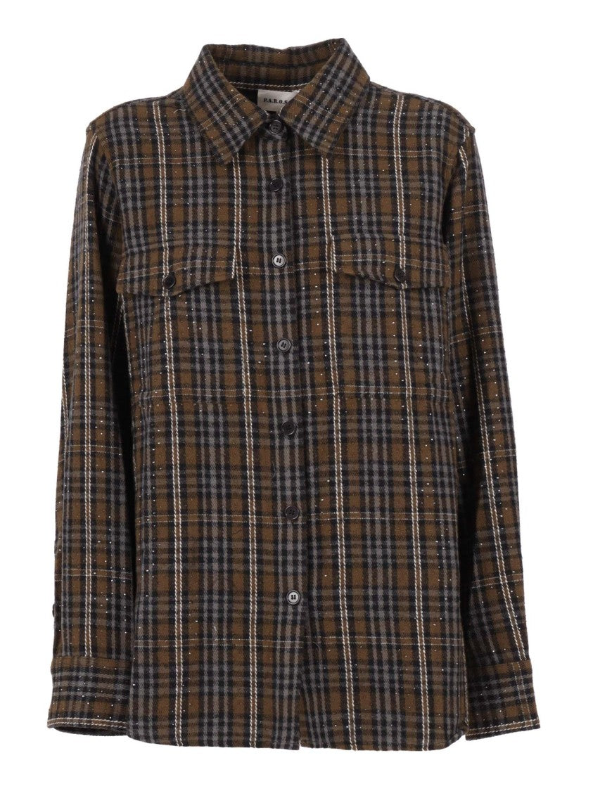 P.A.R.O.S.H. Long-Sleeved Plaid Shirt With Traditional Collar